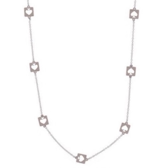 NWOT kate spade Silver Tone Ace Of Spades Hole Punch Earrings & Station Necklace - Picture 1 of 10